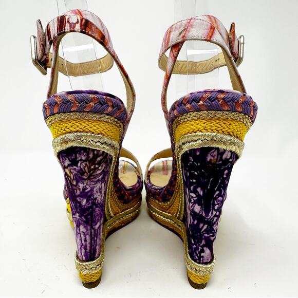Christian Louboutin Cataclou Duplice Tie Dye Ankle Strap Wedge Sandals - Picture 4 of 13